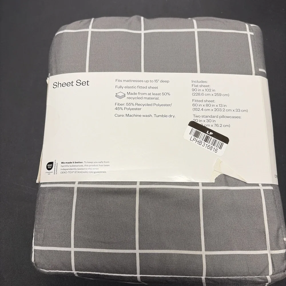 Gray Room Essentials Queen Microfiber Winkle Resistant 4 Set Sheet Set